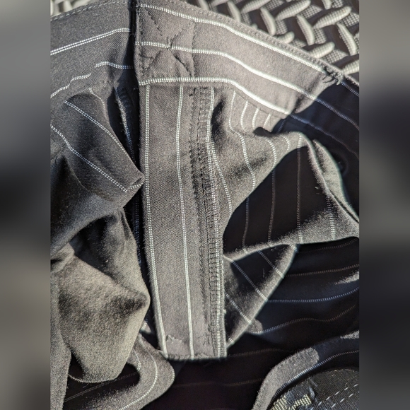 Hurry! Store Close Next Week!!MAUVAIS PINSTRIPE TROUSERS WITH HALF BELT IN BLACK - Picture 6 of 6